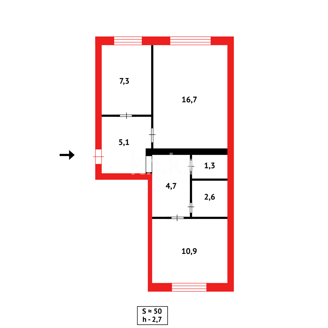 Продажа 2-комнатной квартиры, 48 м² в Караганде - фото 14