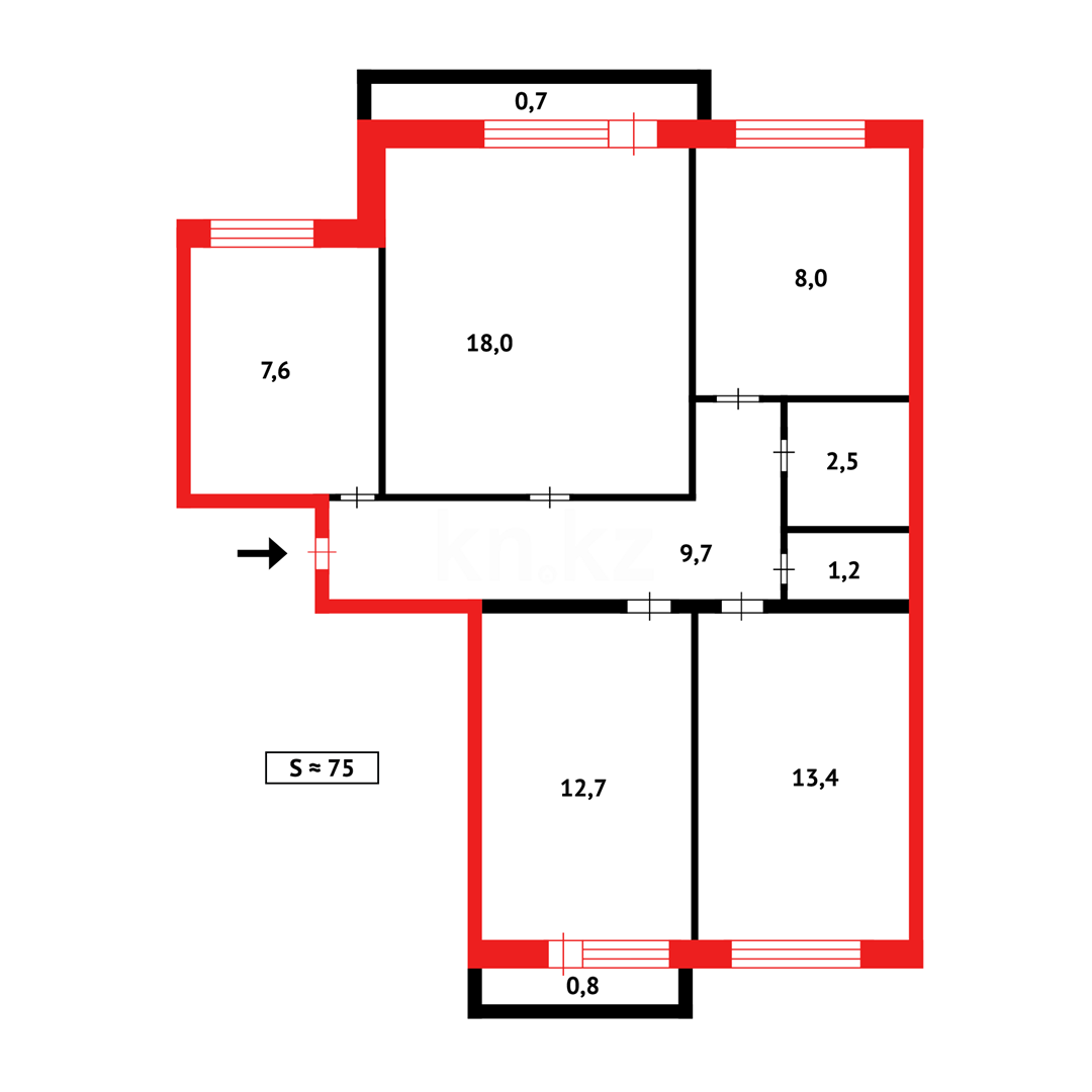 Продажа 4-комнатной квартиры, 74 м² в Караганде - фото 21