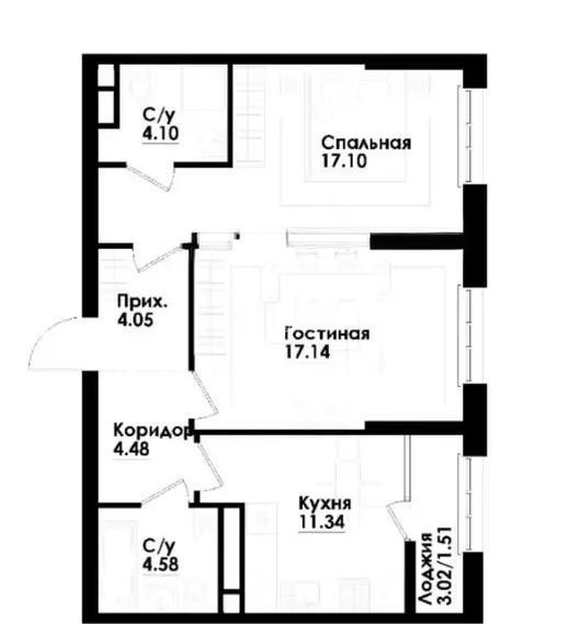 Продажа 2-комнатной квартиры, 64.3 м², ул. Толе би, дом  290/1 в Алматы