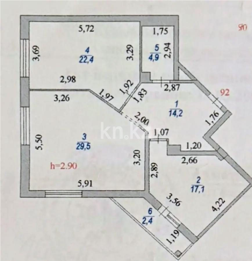 Продажа 2-комнатной квартиры, 90.5 м², пр. Туран, дом  19/1 в Астане