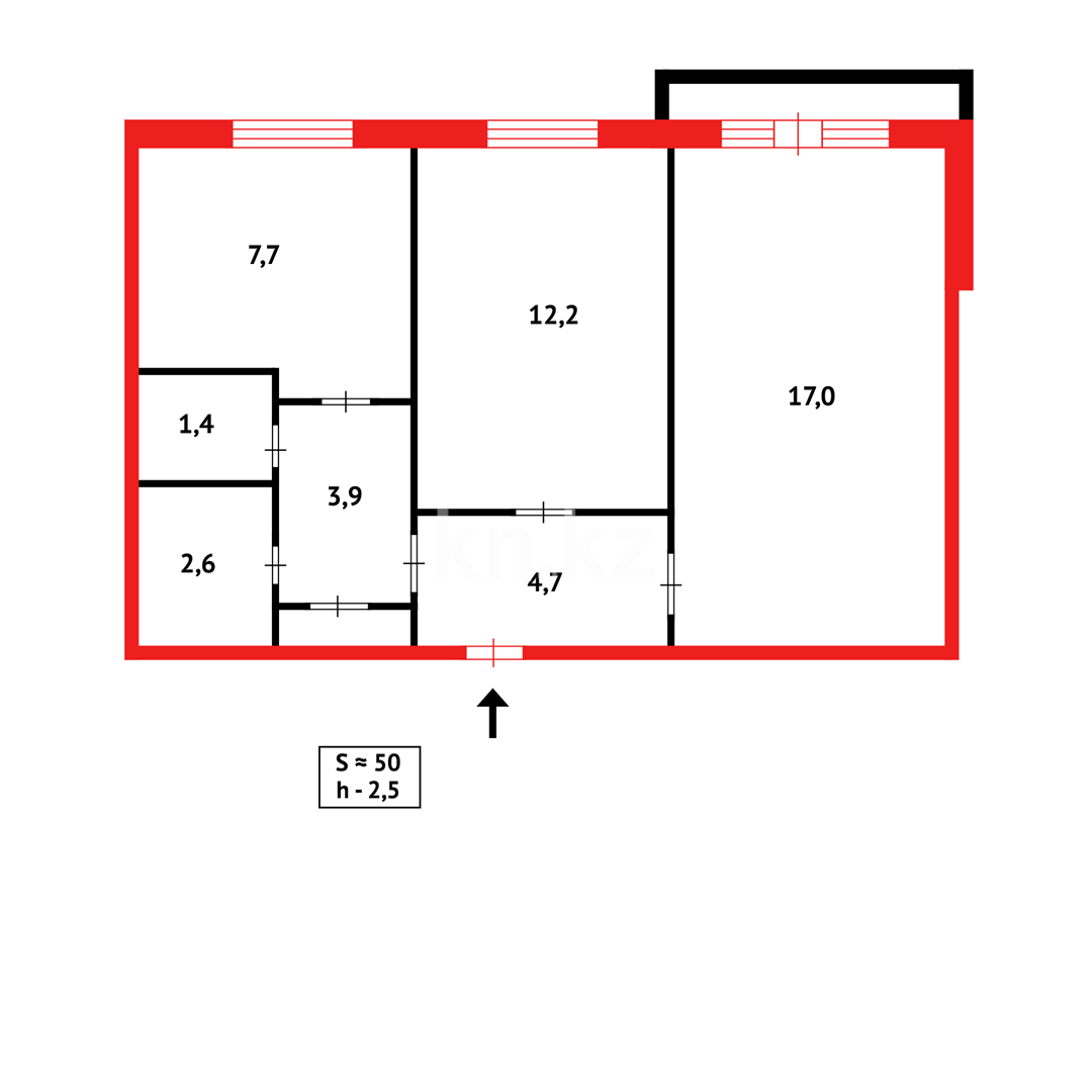 Продажа 2-комнатной квартиры, 48 м² в Темиртау - фото 14