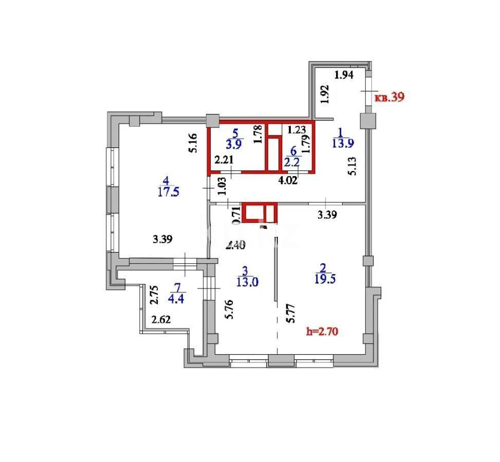 Продажа 2-комнатной квартиры, 74.4 м² в Астане