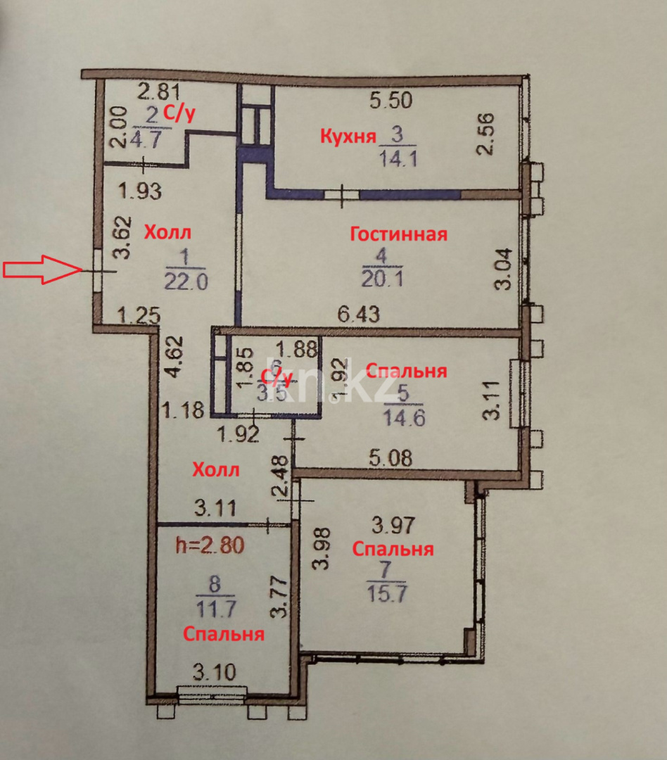 Продажа 4-комнатной квартиры, 106 м², ул. Куанышбаева, дом  9/2 в Астане - фото 2