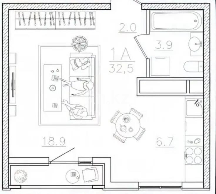 Продажа 1-комнатной квартиры, 32.5 м², ул. Бирлик, дом  1г стр в Алматы