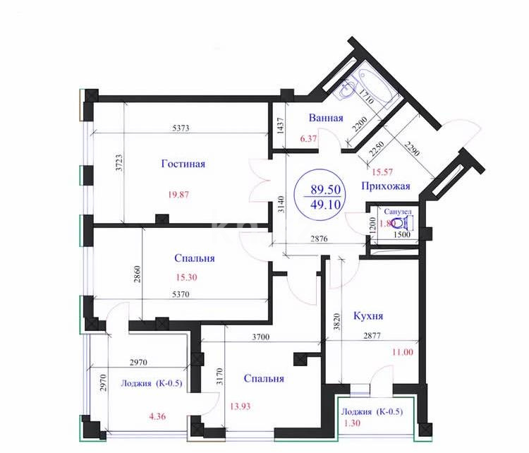 Продажа 3-комнатной квартиры, 90 м², ул. Е-418, дом  10 - Коргалжынское шоссе в Астане