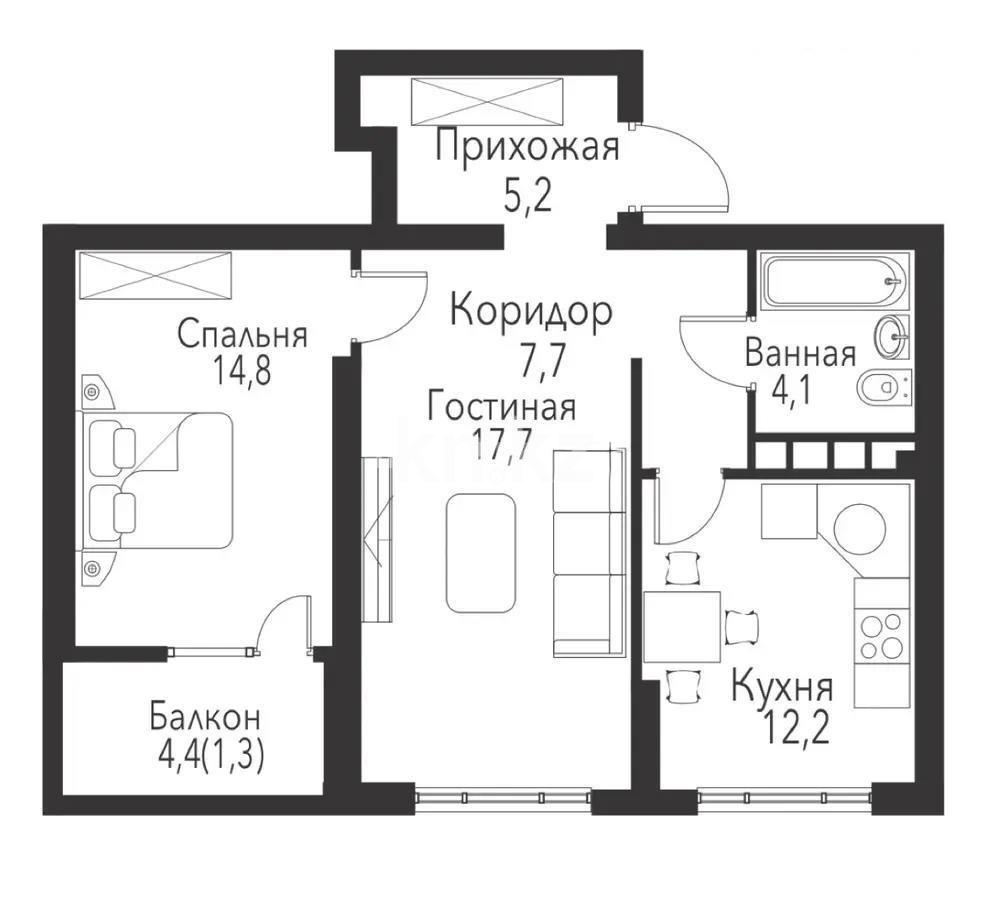 Продажа 2-комнатной квартиры, 63 м², пр. Рыскулова, дом  2б/2 в Алматы