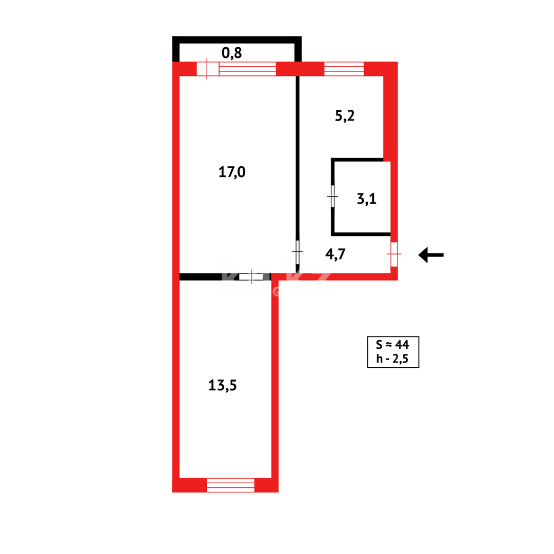 Продажа 2-комнатной квартиры, 44 м², ул. 4-й мик-н в Темиртау - фото 8
