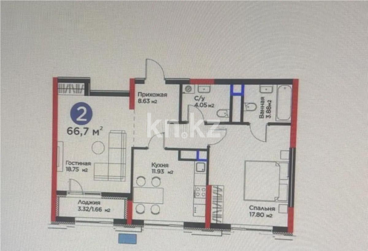 Продажа 2-комнатной квартиры, 67 м² в Астане