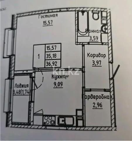 Продажа 2-комнатной квартиры, 37 м² в Астане