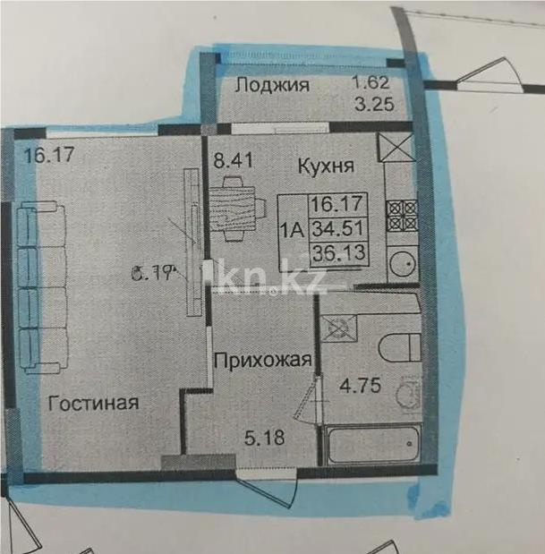 Продажа 1-комнатной квартиры, 36.13 м² в Астане