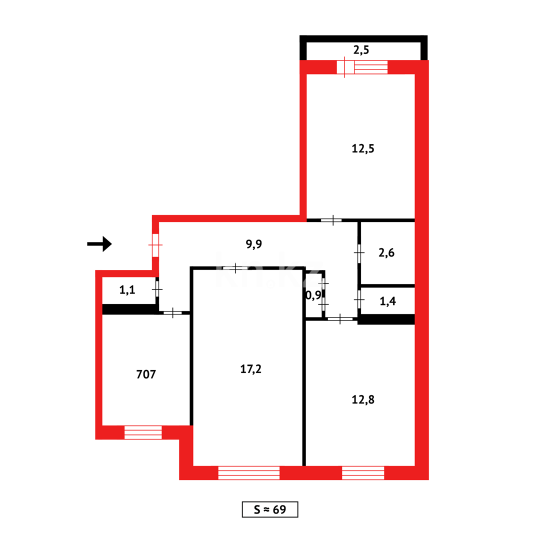 Продажа 3-комнатной квартиры, 68 м² в Темиртау - фото 13