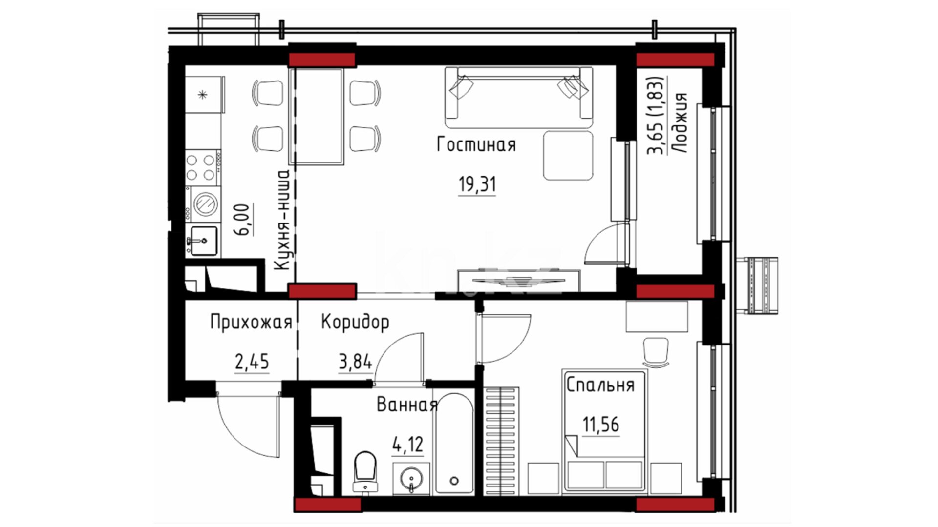 ЖК Sanara, 2-комнатная, цена 43 707 900 ₸, 890 000 ₸&nbsp;/&nbsp;м²