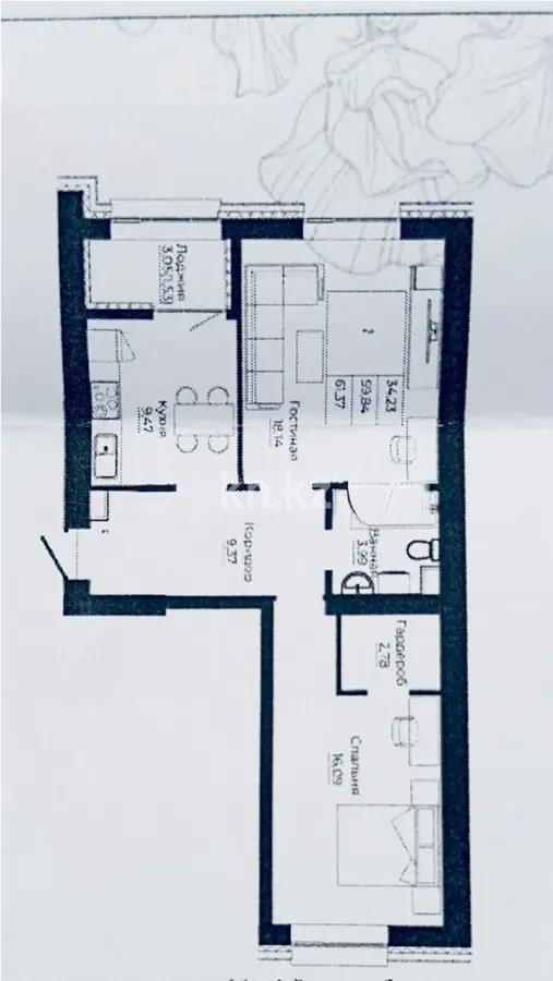 Продажа 2-комнатной квартиры, 62 м², ул. Сыганак, дом  12 стр в Астане
