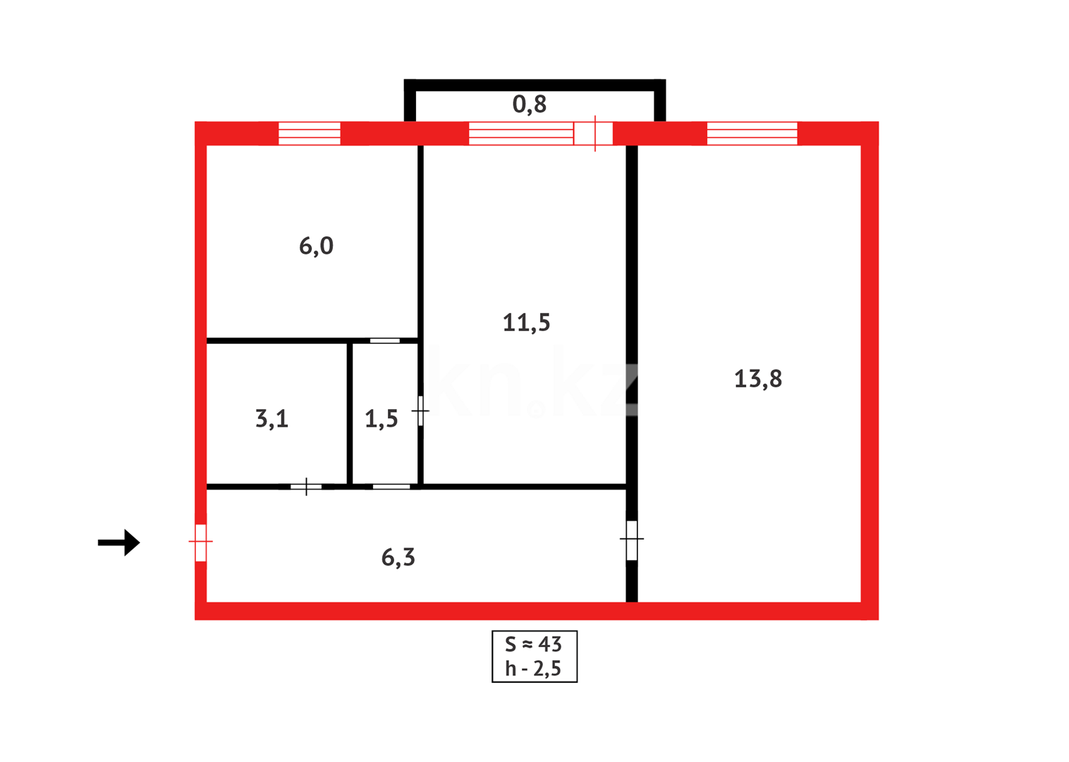 Продажа 2-комнатной квартиры, 43 м², бульвар Независимости в Темиртау - фото 9