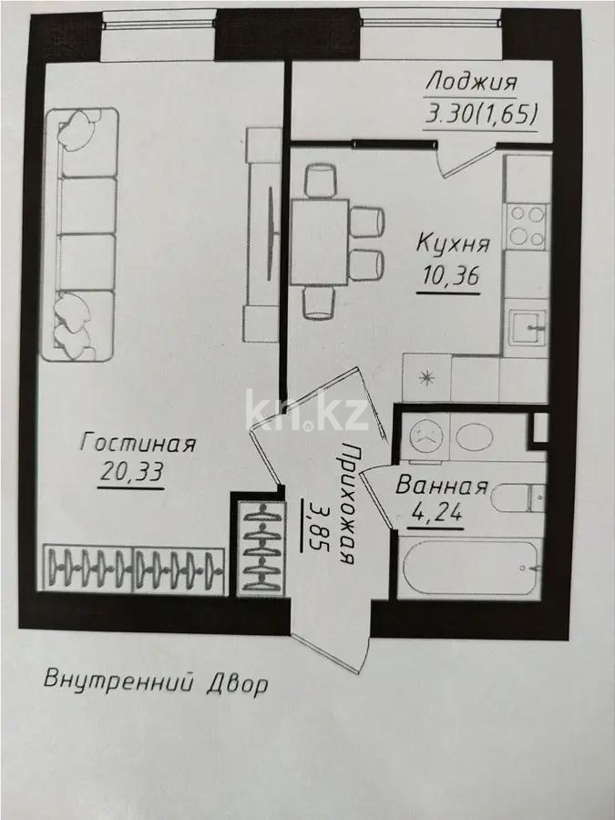 Продажа 1-комнатной квартиры, 40.43 м² в Астане