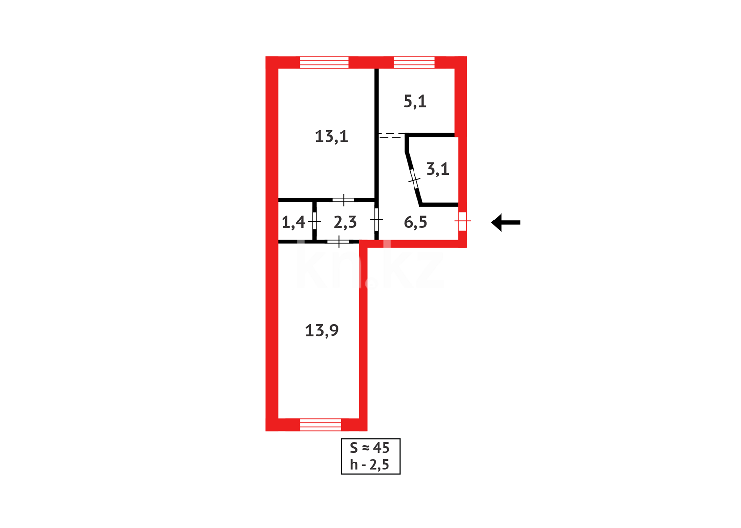 Продажа 2-комнатной квартиры, 45 м², 2 кв-л в Караганде - фото 16