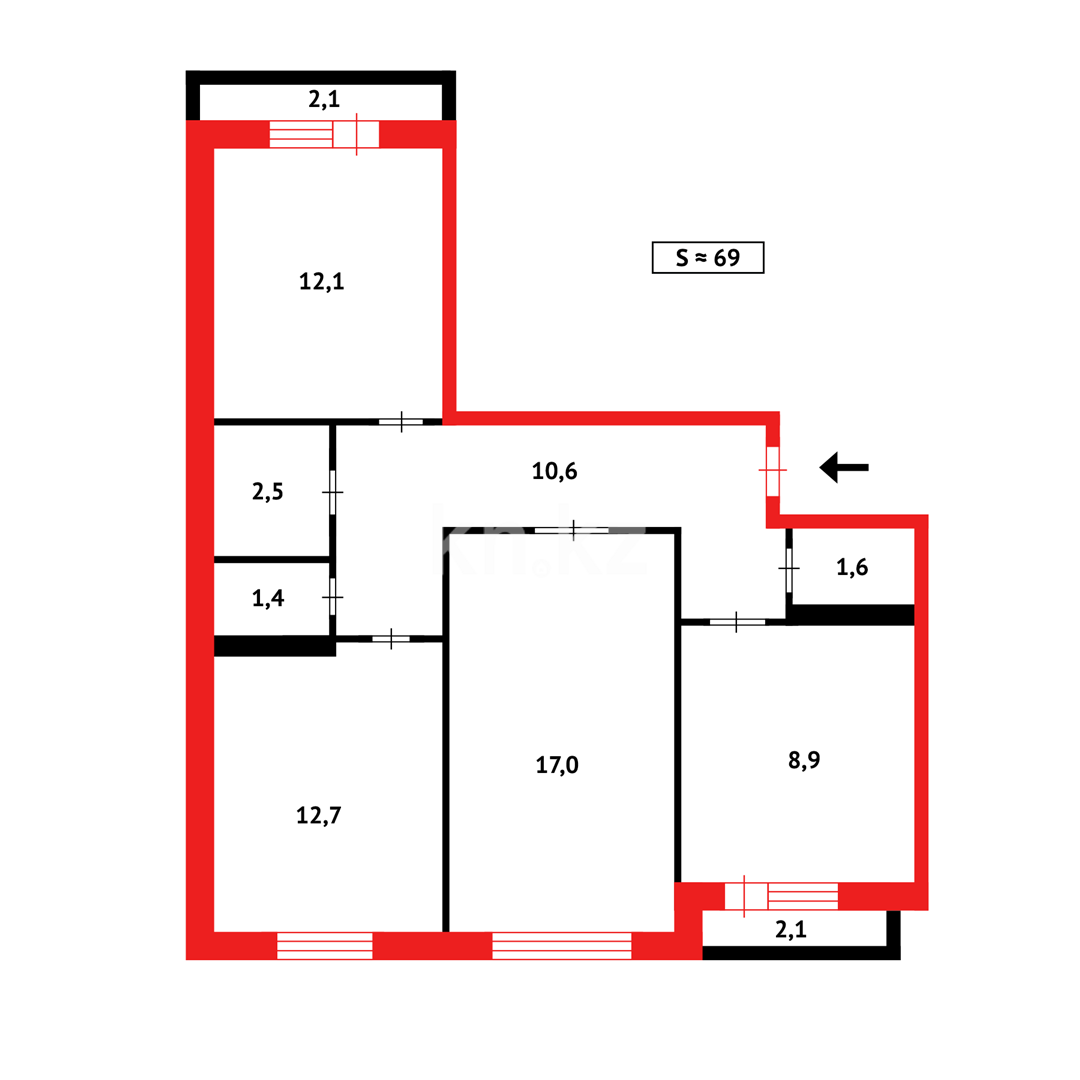 Продажа 3-комнатной квартиры, 68 м², мкр-н 8 в Темиртау - фото 19