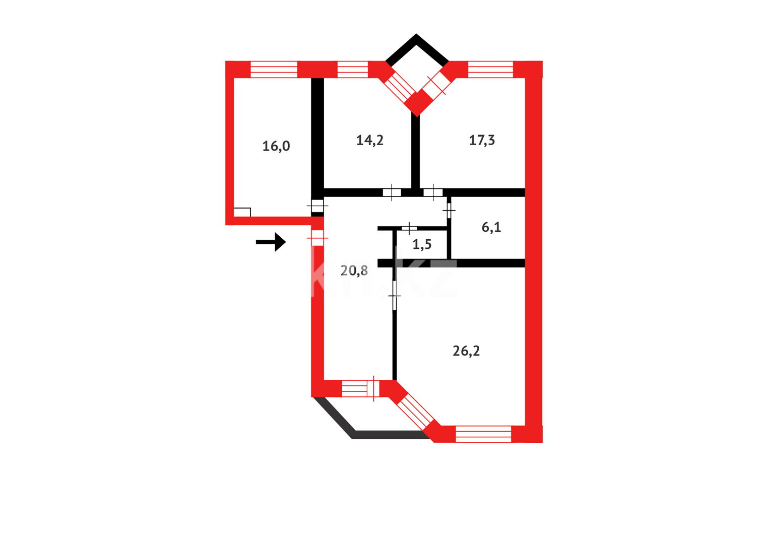 Продажа 3-комнатной квартиры, 102.1 м², ул. Сейфуллина, дом  7 в Астане - фото 6