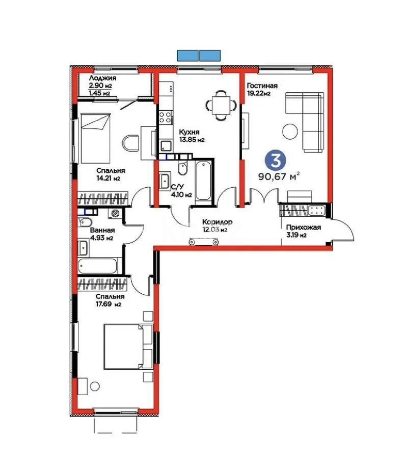 Продажа 3-комнатной квартиры, 91 м² в Алматы - фото 4
