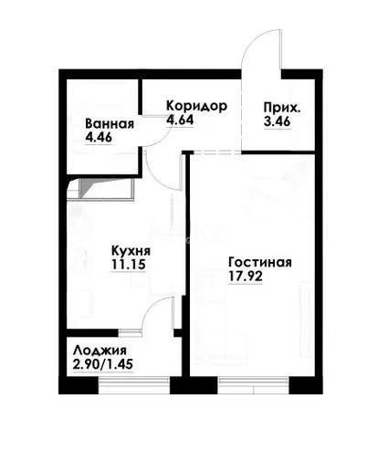 Продажа 1-комнатной квартиры, 43.8 м² в Алматы