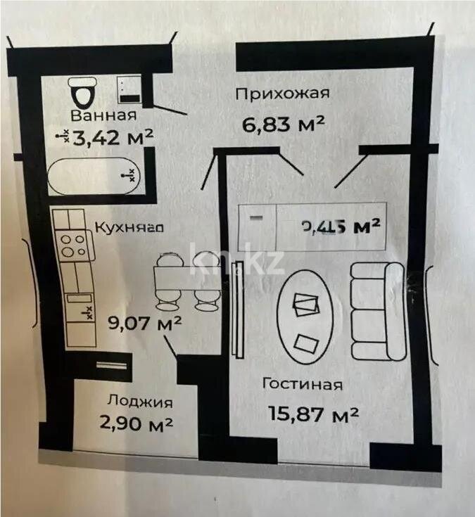Продажа 1-комнатной квартиры, 36.65 м² в Астане