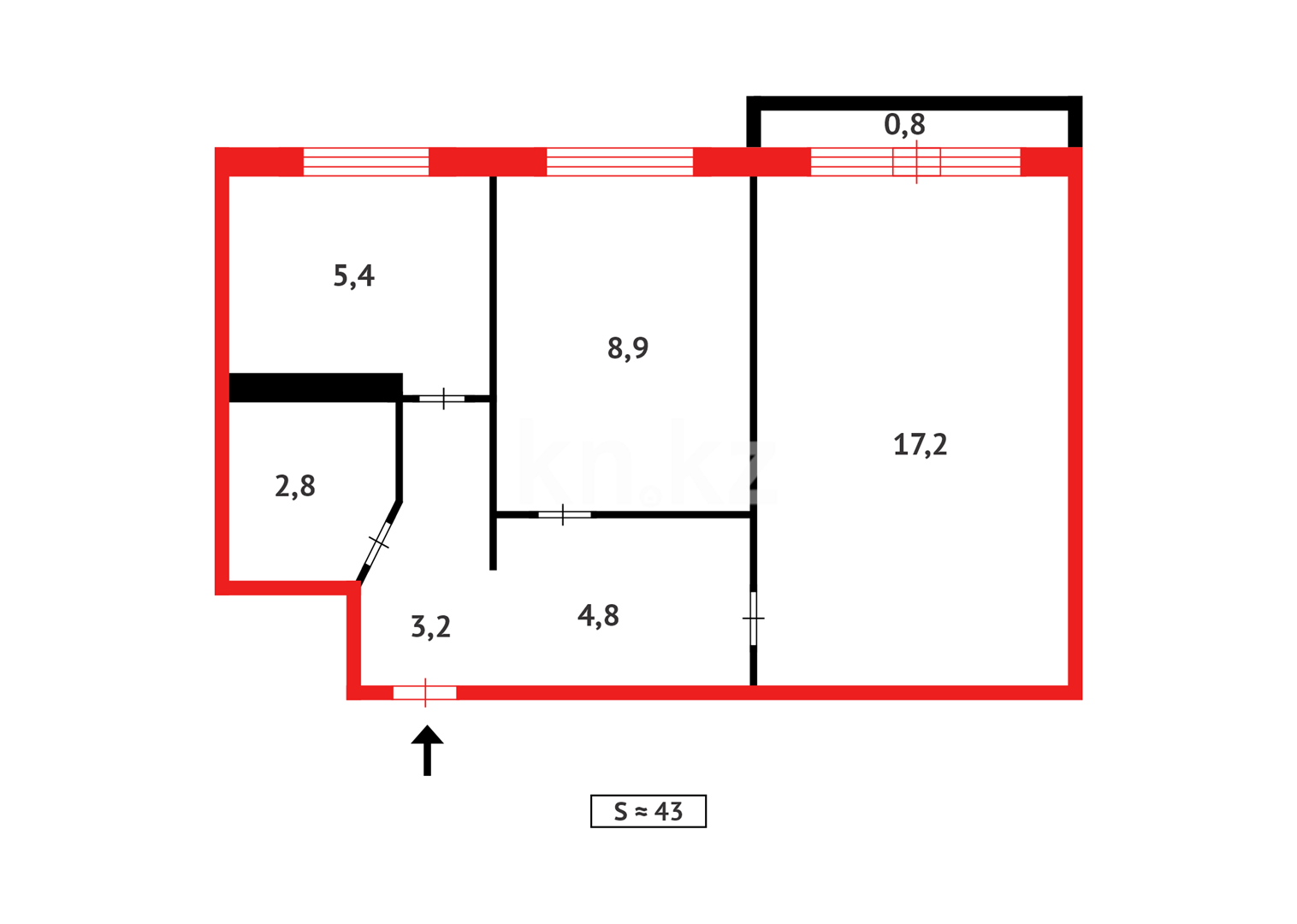 Продажа 2-комнатной квартиры, 45 м² в Темиртау - фото 8