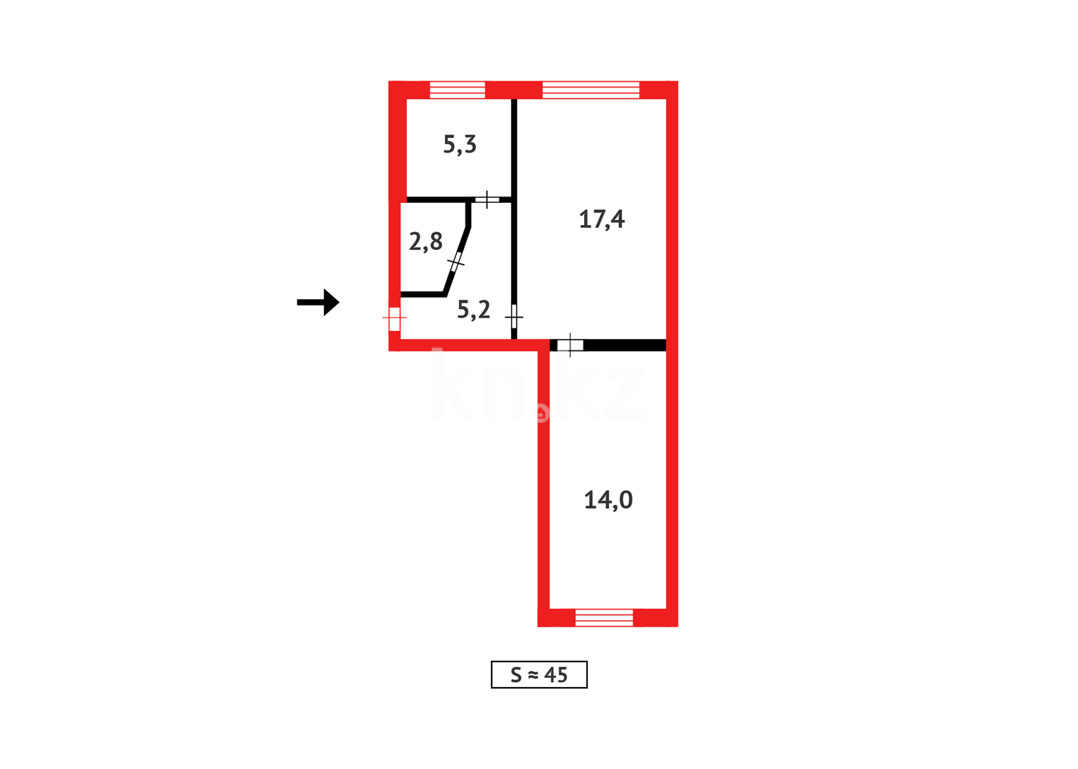 Продажа 2-комнатной квартиры, 44 м² в Темиртау - фото 11