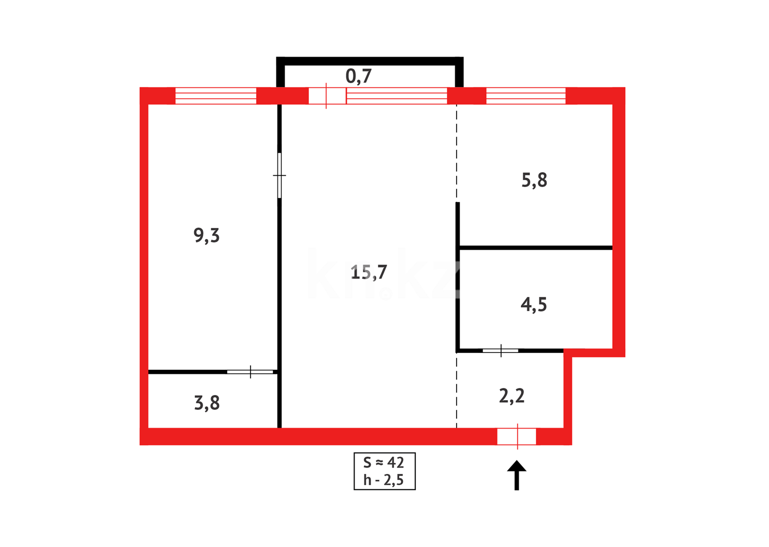 Продажа 2-комнатной квартиры, 42 м² в Караганде - фото 11