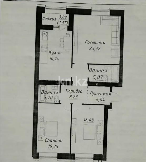 Продажа 3-комнатной квартиры, 94.45 м² в Астане