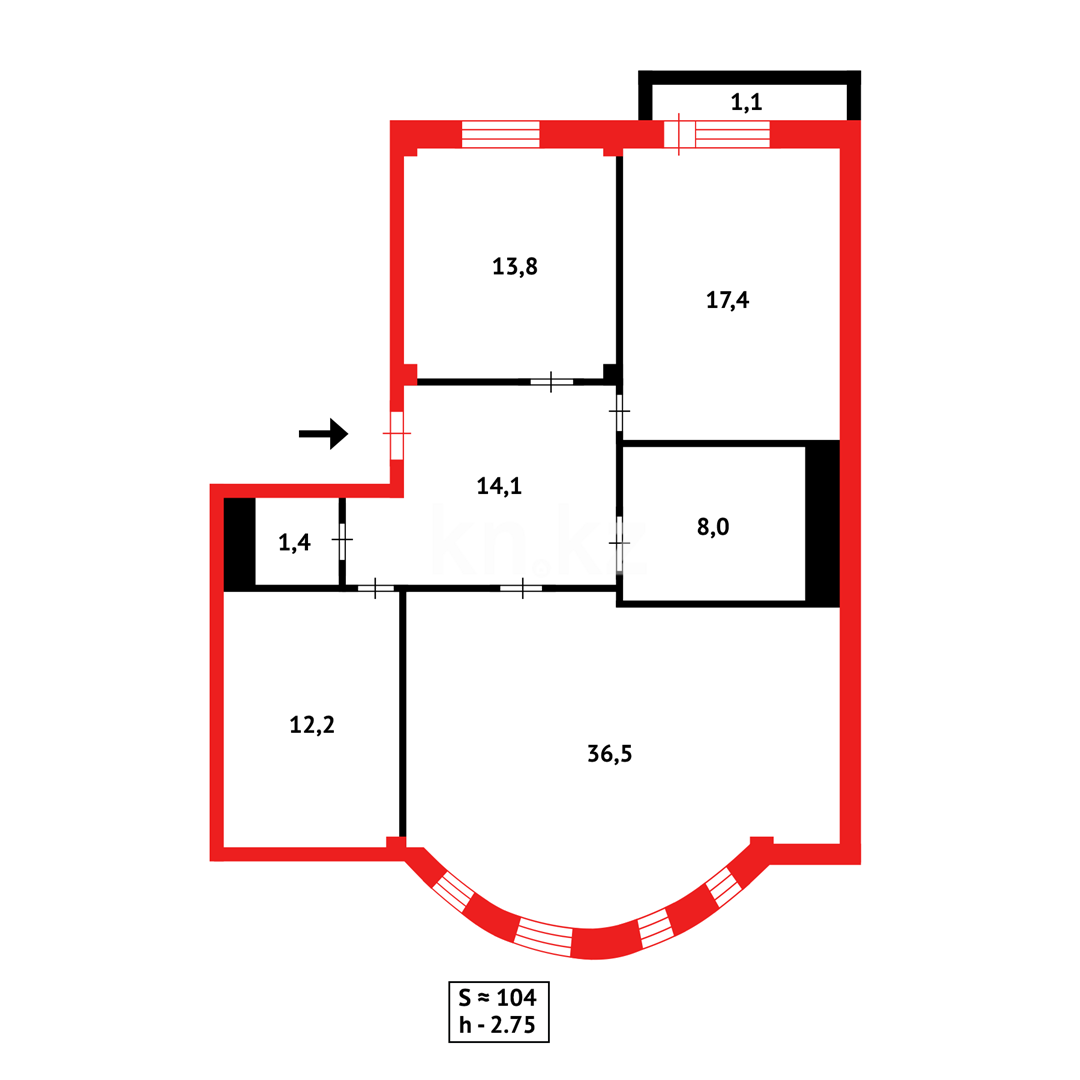 Продажа 3-комнатной квартиры, 104.4 м², ул. Иманбаевой в Астане - фото 12