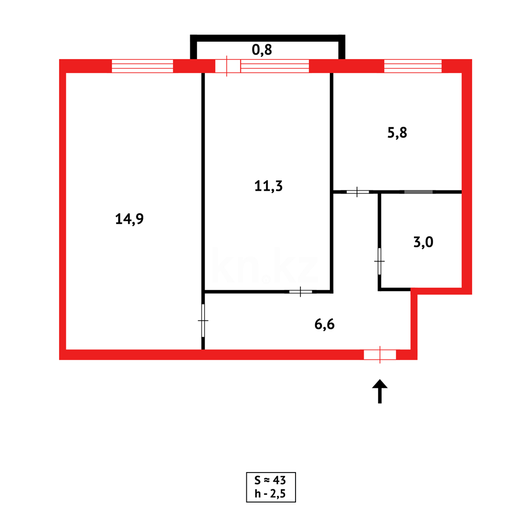 Продажа 2-комнатной квартиры, 43 м², ул. Чернышевского в Темиртау - фото 10