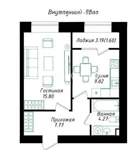 Продажа 1-комнатной квартиры, 39.26 м² в Астане