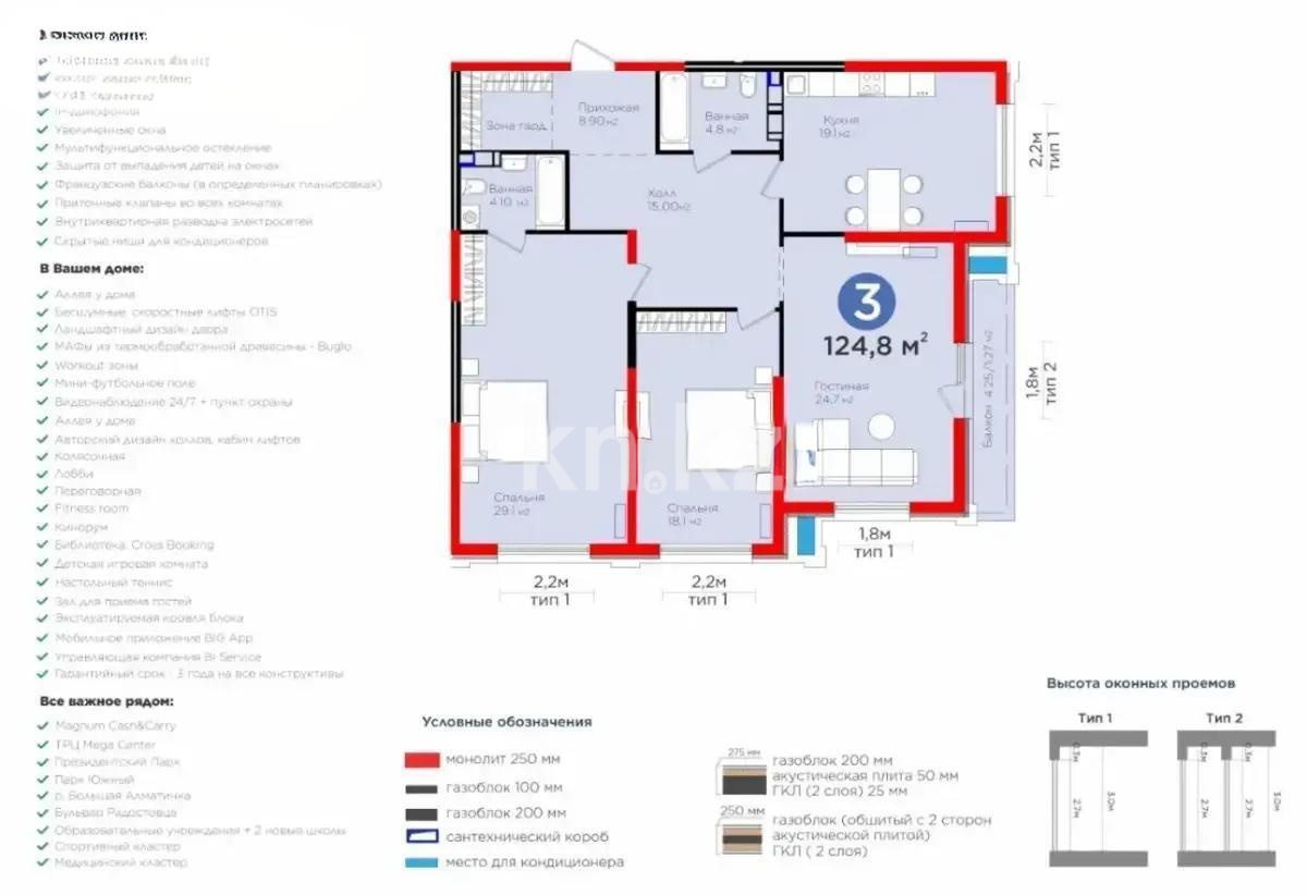 Продажа 3-комнатной квартиры, 124 м² в Алматы