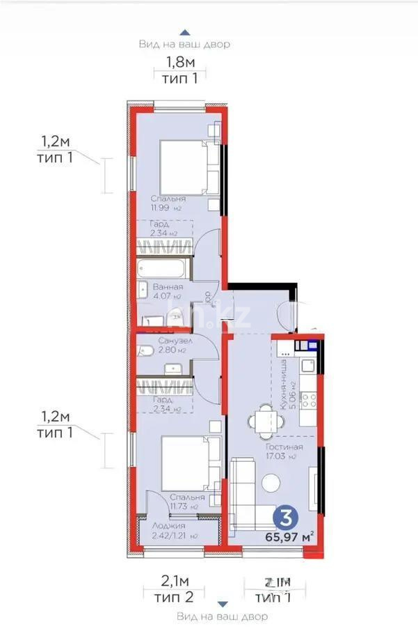 Продажа 3-комнатной квартиры, 66 м², мкр. Гажайып, дом  11/15а в Алматы