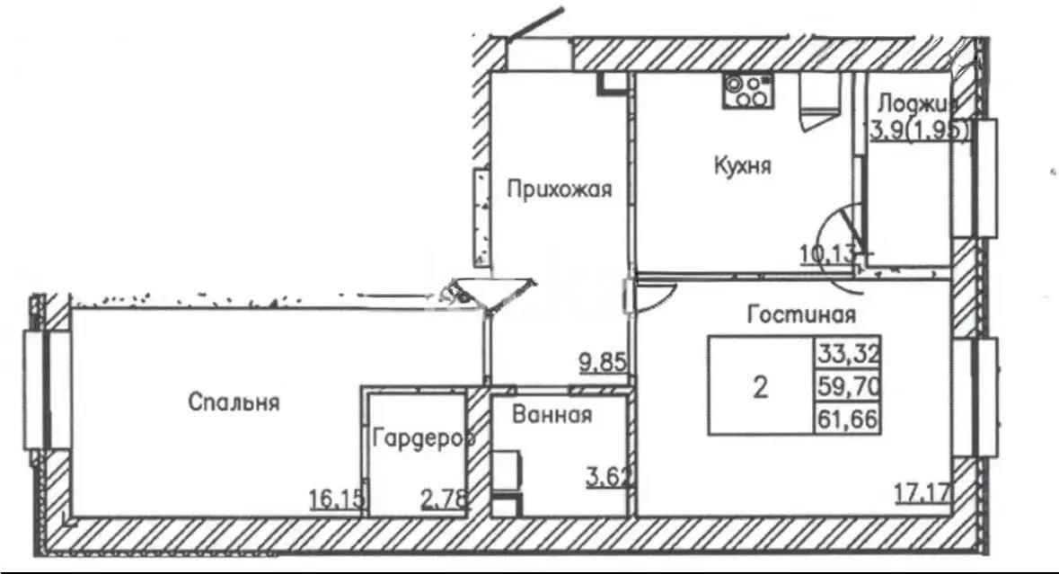 Продажа 2-комнатной квартиры, 61.2 м² в Астане - фото 4