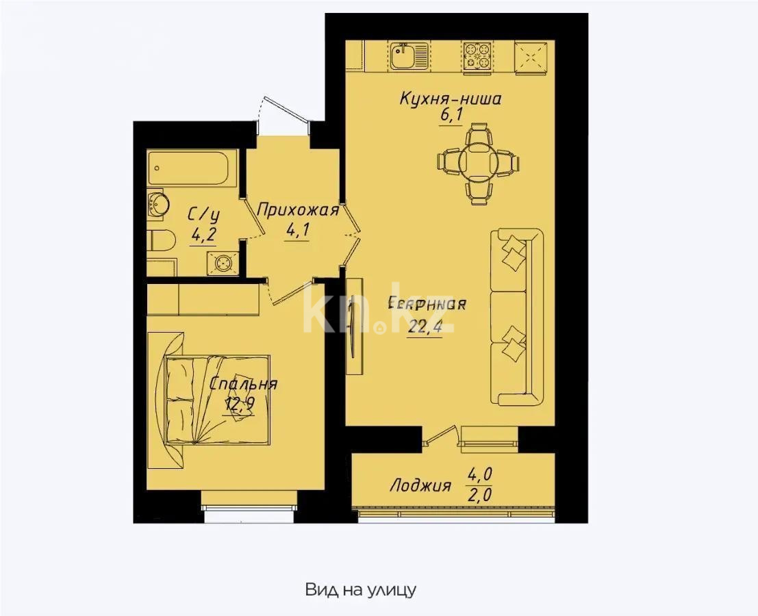 Продажа 2-комнатной квартиры, 51.2 м² в Астане