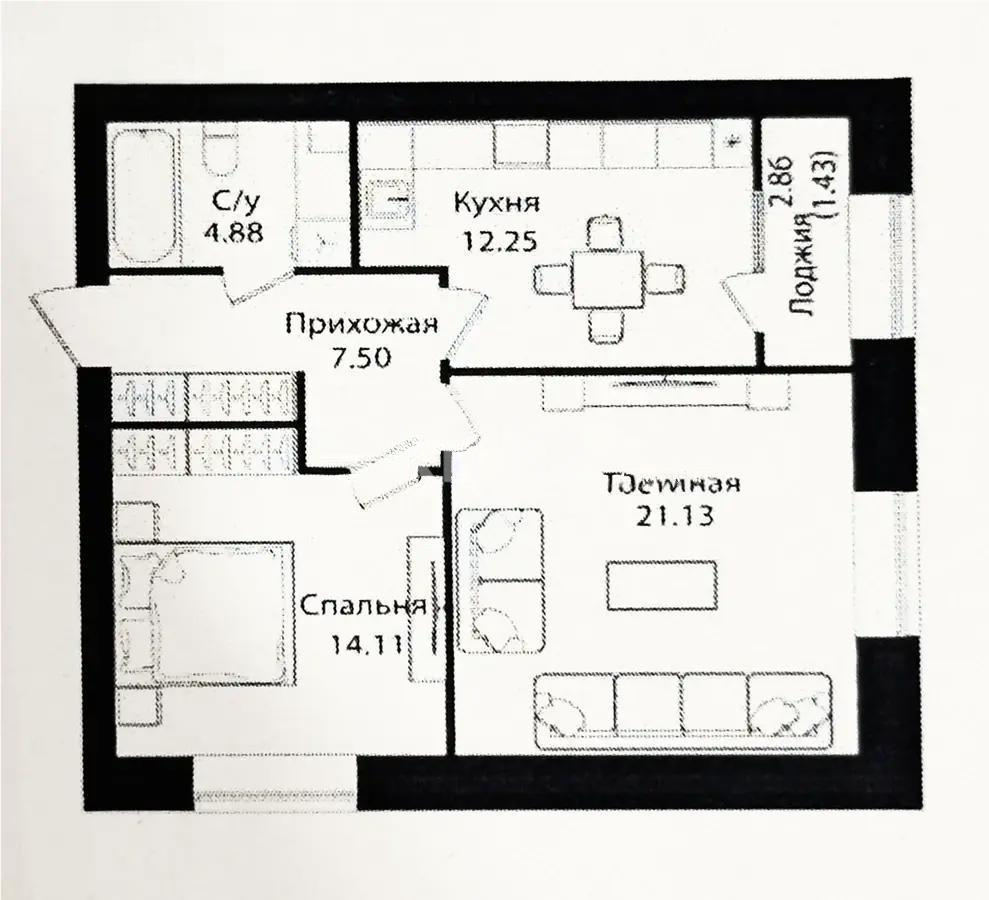 Продажа 2-комнатной квартиры, 61.3 м², ул. Е-15, дом  16 в Астане