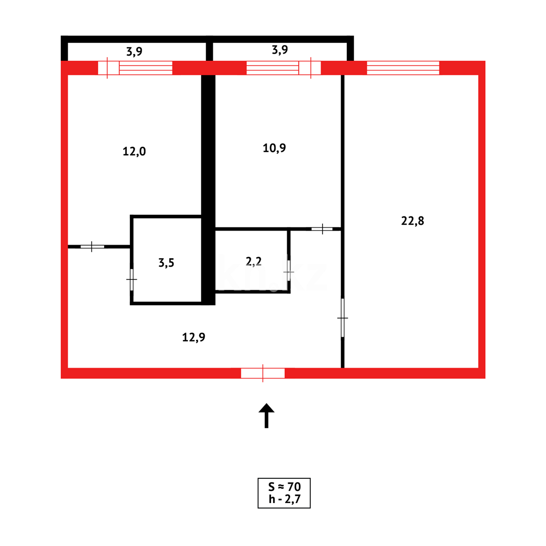 Продажа 3-комнатной квартиры, 70 м², ул. Букетова, дом  60а блок 1 в Караганде - фото 18