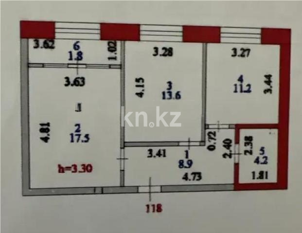 Продажа 2-комнатной квартиры, 58.6 м² в Астане