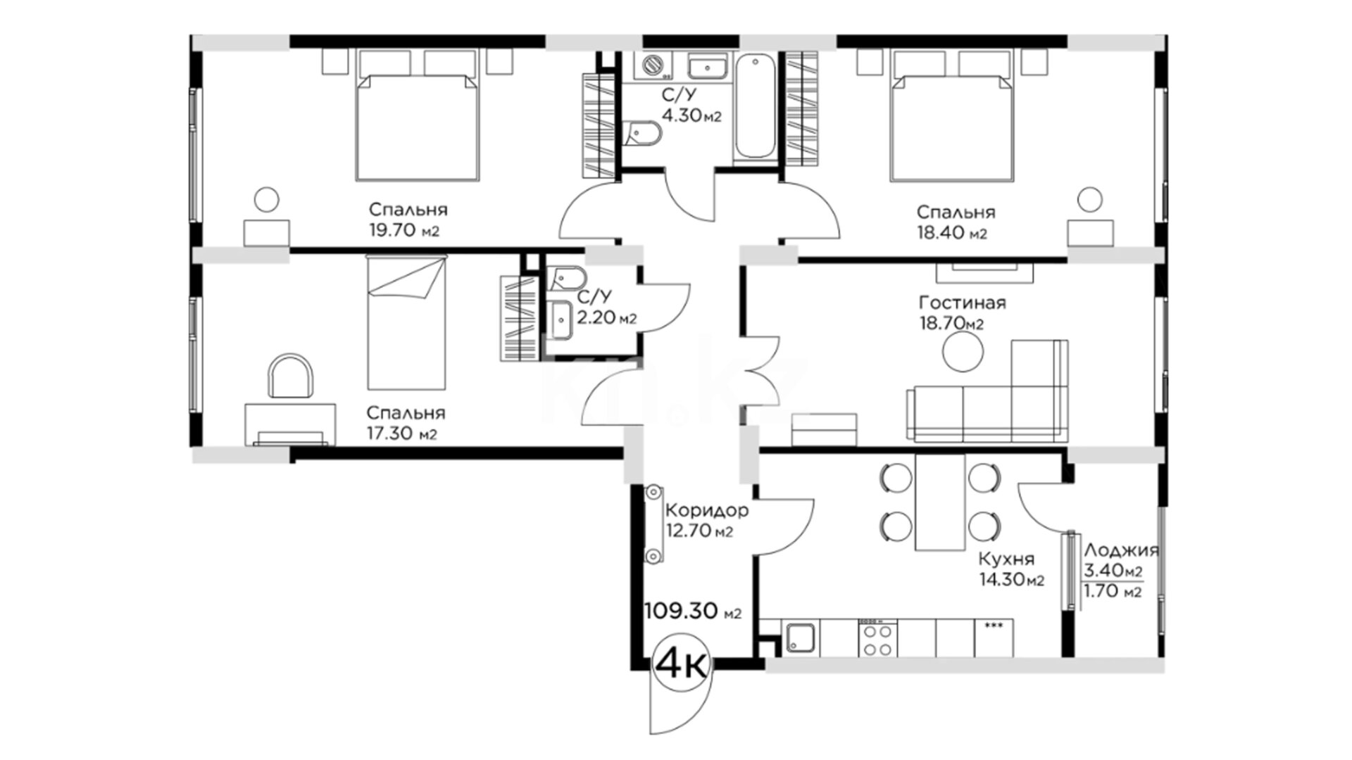 ЖК Respublika, 4-комнатная, цена 63 394 000 ₸, 581 064 ₸&nbsp;/&nbsp;м²
