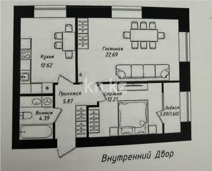 Продажа 2-комнатной квартиры, 60 м² в Астане