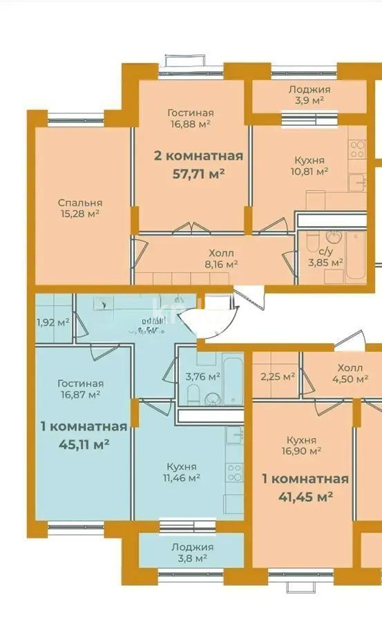 Продажа 2-комнатной квартиры, 53 м² в Астане