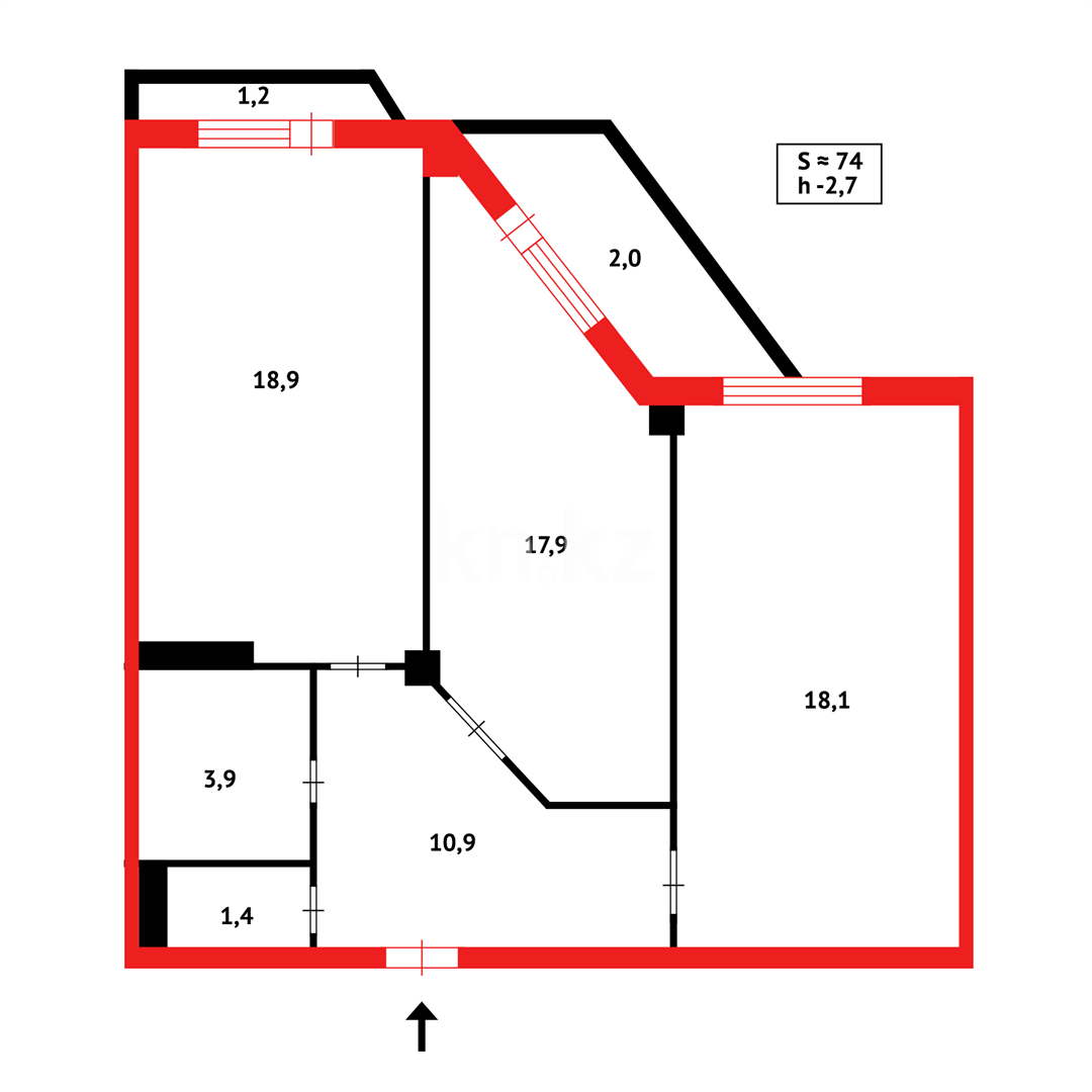 Продажа 2-комнатной квартиры, 74 м², пр. Республики в Караганде - фото 16