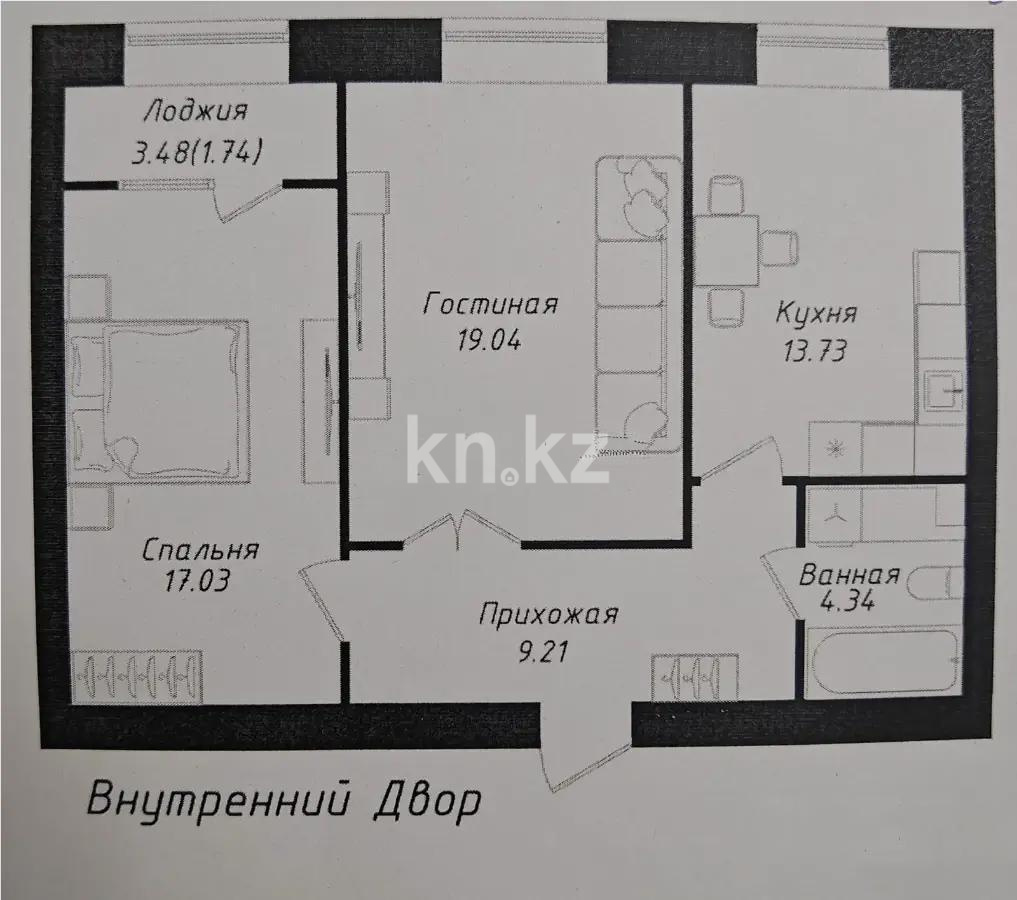 Продажа 2-комнатной квартиры, 66 м² в Астане