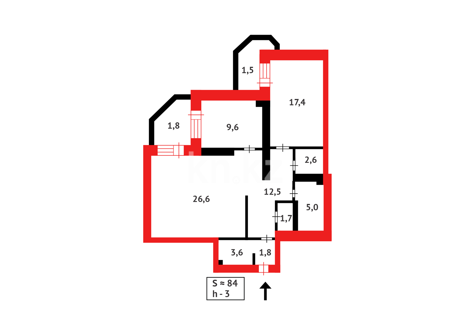 Продажа 3-комнатной квартиры, 84.3 м² в Астане - фото 2