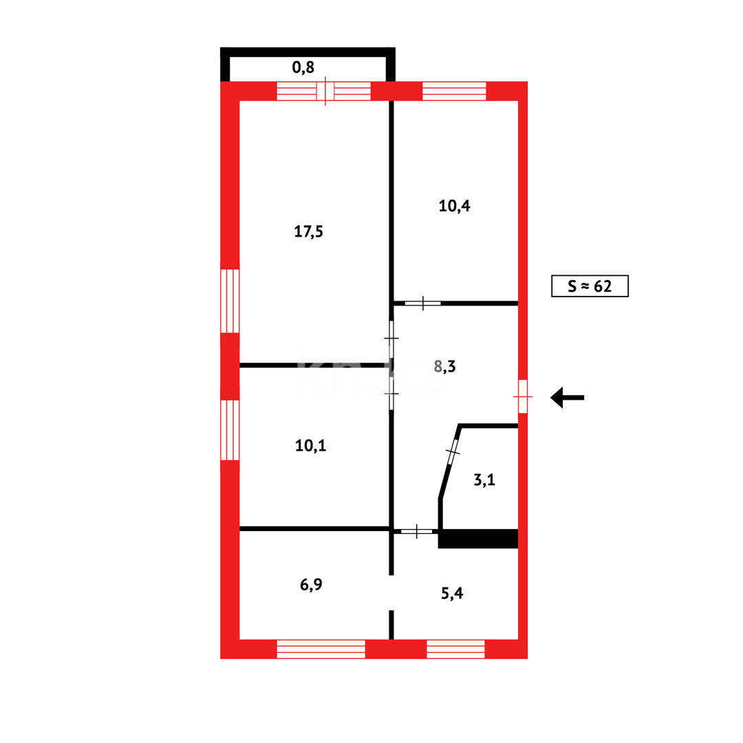 Продажа 3-комнатной квартиры, 62 м², пр. Металлургов в Темиртау - фото 3
