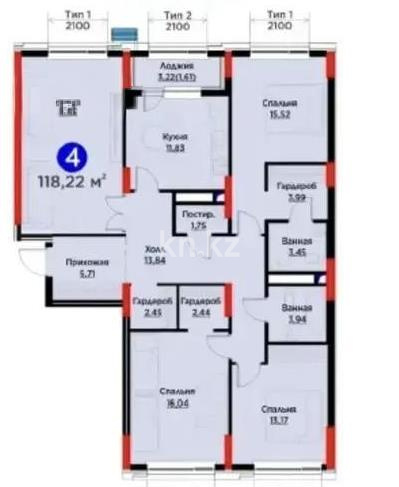 Продажа 4-комнатной квартиры, 118 м² в Астане