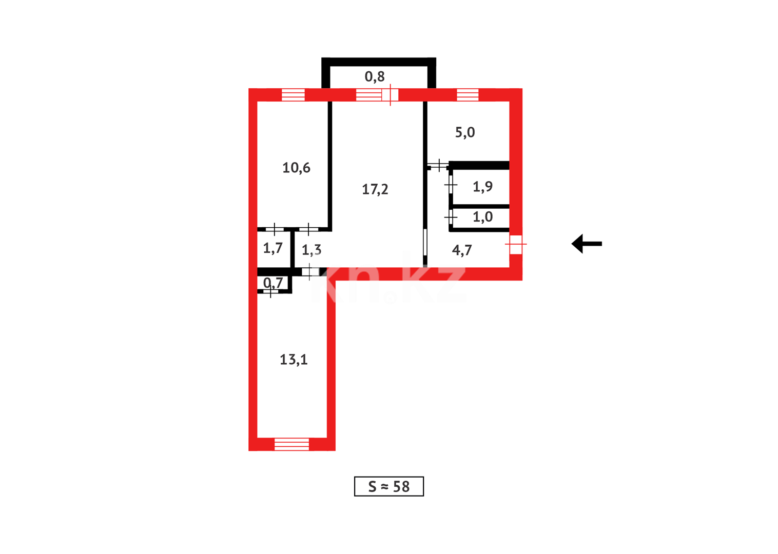 Продажа 3-комнатной квартиры, 60 м², ул. Абая в Темиртау - фото 13
