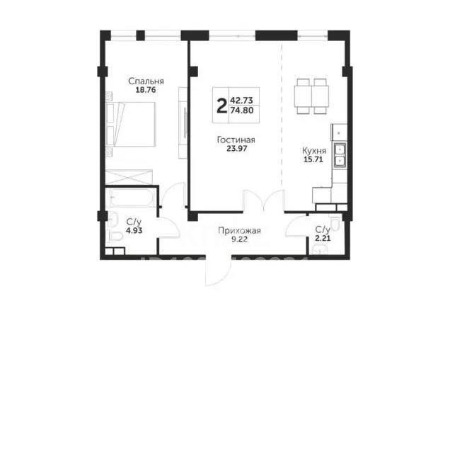 Продажа 2-комнатной квартиры, 74.8 м², ул. Талапты, дом  34/1 в Алматы - фото 2