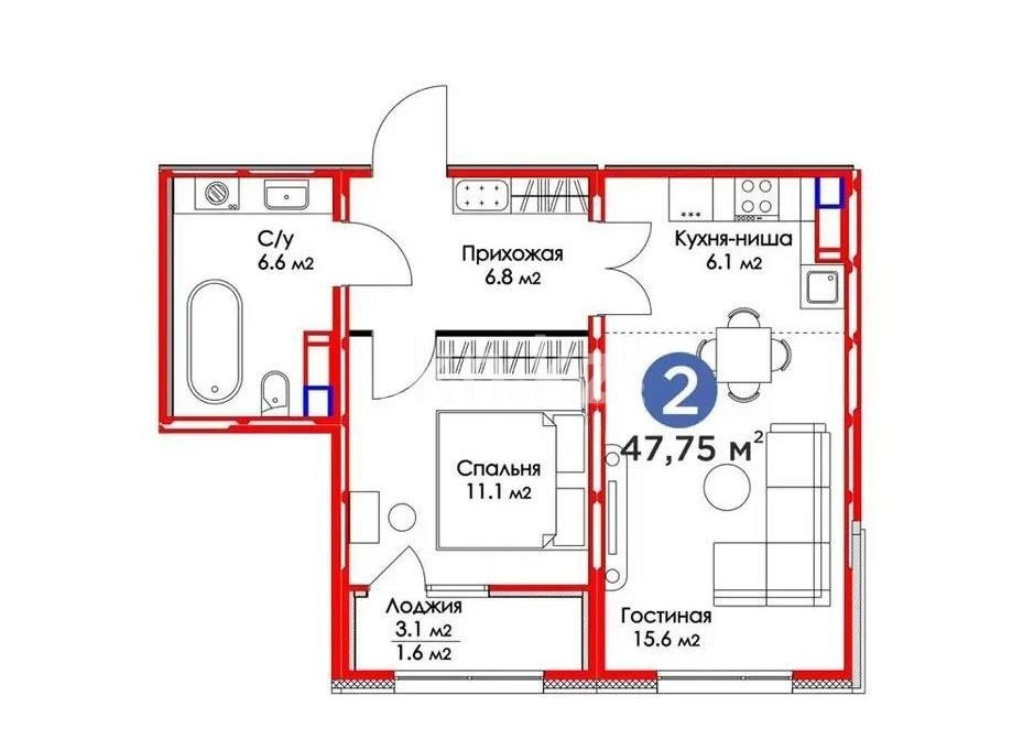Продажа 2-комнатной квартиры, 47.75 м² в Астане - фото 5